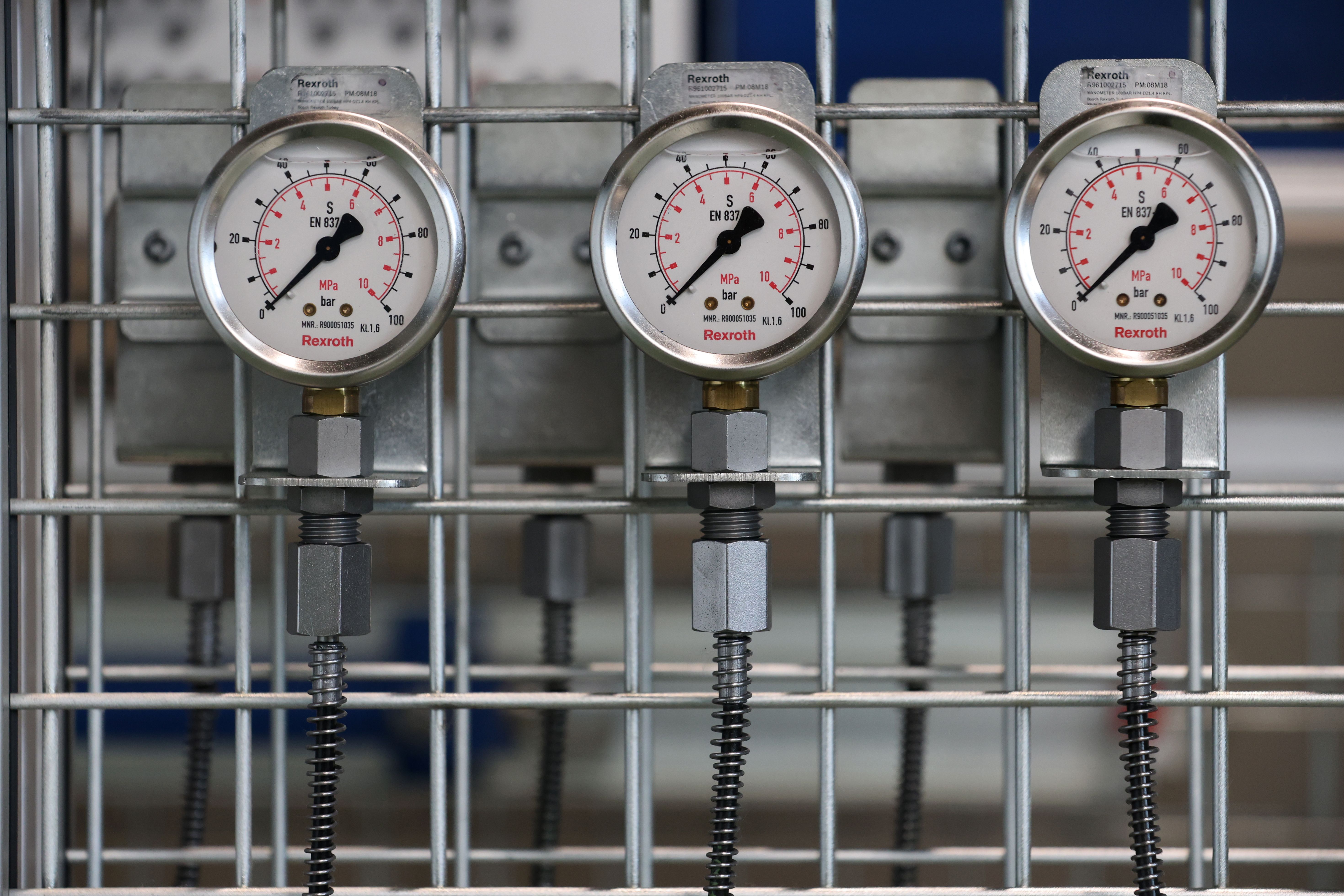 Close-up of industrial pressure gauges used for monitoring vessel and cargo systems